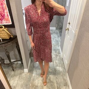 ba&sh Red Floral Midi Dress